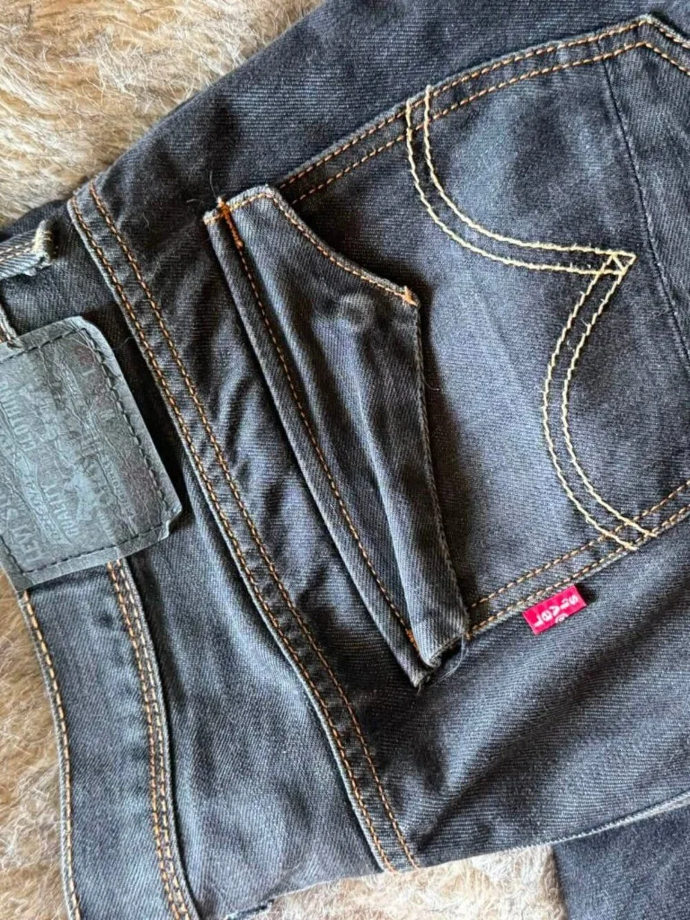 Levi's 569 Loose Straight Jeans Mens 36x32 Black Dark Wash Denim Flap Pocket